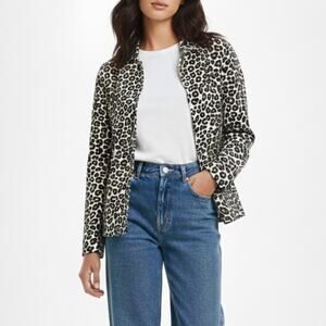 90s Erin London Vintage Jacket Black & White Cheetah Leopard Print Jacket Large